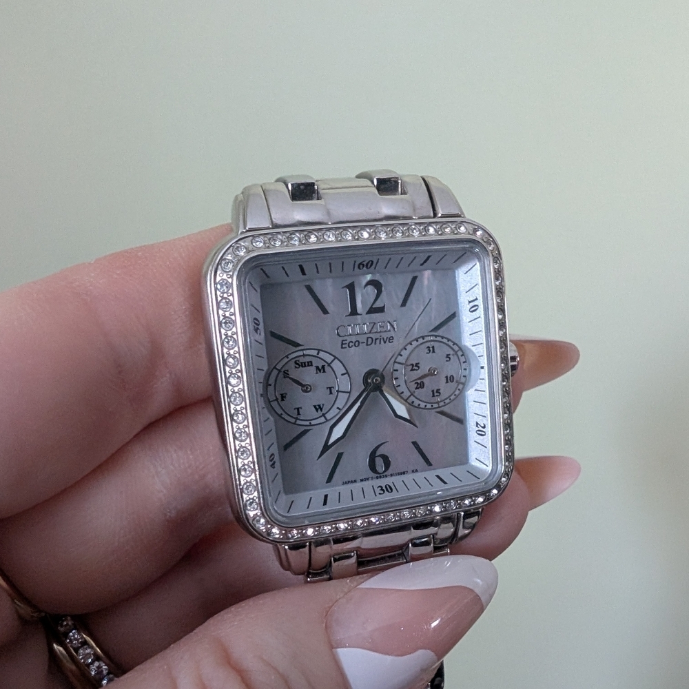 Citizen Mother Of Pearl Eco Drive Silver Square Watch - Picture 14 of 17